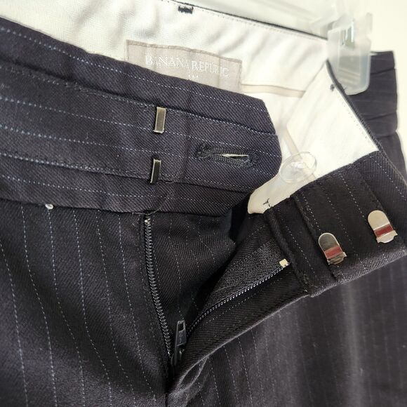 Banana Republic Martin Fit Womens Black Pin Stripe Dress Pants Size 2P Straight - Picture 5 of 14